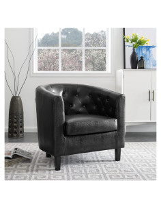 Silla de Acento Emma Naomi Home - Cuero Sintético Negro