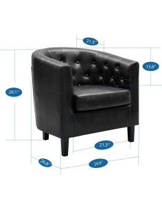 Silla de Acento Emma Naomi Home - Cuero Sintético Negro 2