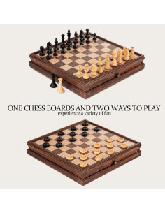 Juego de Ajedrez de Madera A&A 15" con Cajón y Piezas Pesadas 2