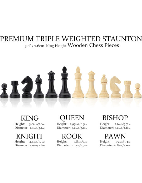 Juego de Ajedrez de Madera A&A 15" con Cajón y Piezas Pesadas