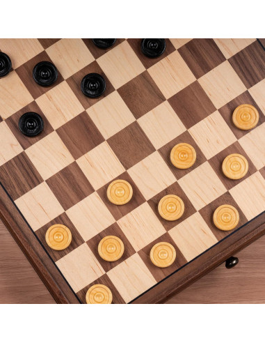 Juego de Ajedrez de Madera A&A 15" con Cajón y Piezas Pesadas