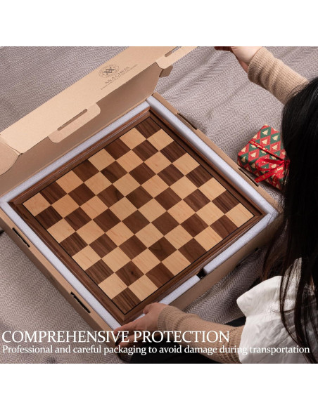 Juego de Ajedrez de Madera A&A 15" con Cajón y Piezas Pesadas