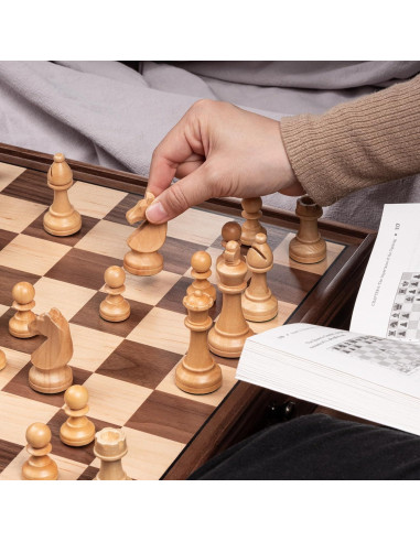 Juego de Ajedrez de Madera A&A 15" con Cajón y Piezas Pesadas