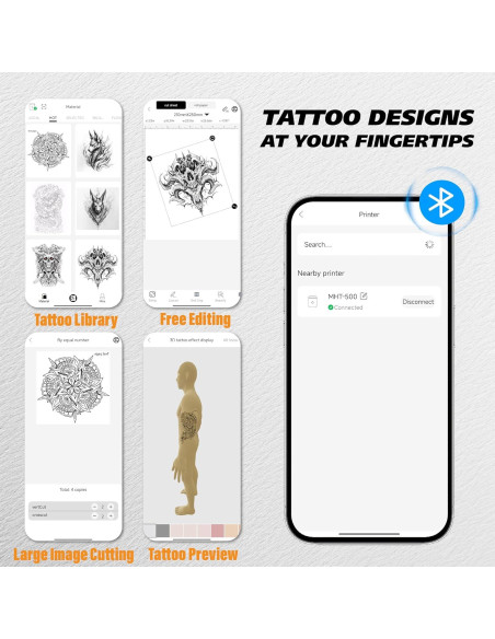 Impresora de Plantillas de Tatuaje Neebol MHT-500 Inalámbrica