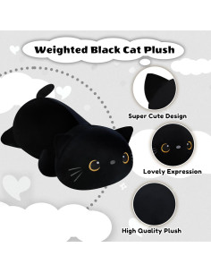 Gato de peluche negro con peso Finebee 25 cm 0.36 kg 2