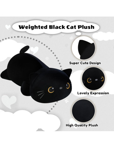 Gato de peluche negro con peso Finebee 25 cm 0.36 kg