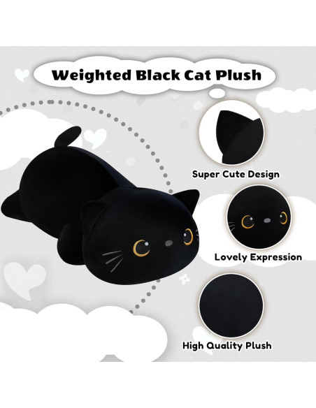 Gato de peluche negro con peso Finebee 25 cm 0.36 kg