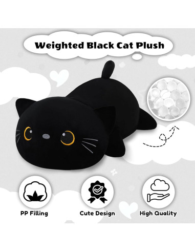 Gato de peluche negro con peso Finebee 25 cm 0.36 kg