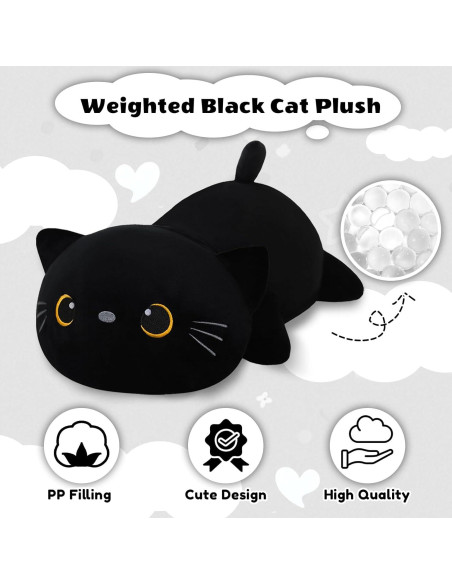 Gato de peluche negro con peso Finebee 25 cm 0.36 kg