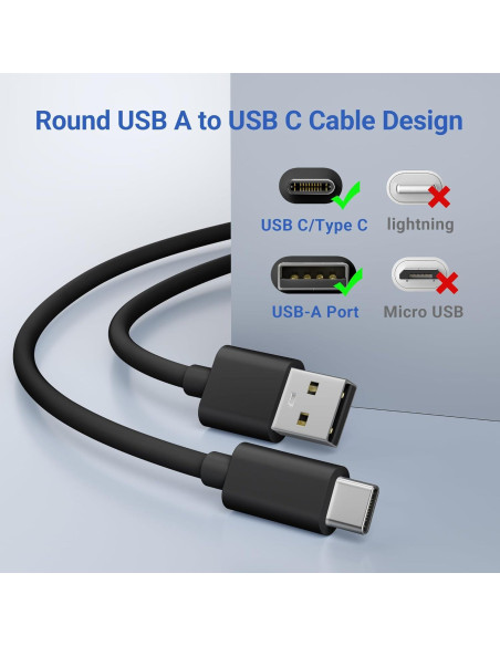 Cable de Carga USB A a C Basesailor 3m 2Pack para Juegos y Cámaras