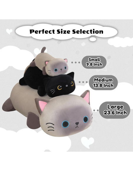 Gato de peluche negro con peso Finebee 25 cm 0.36 kg