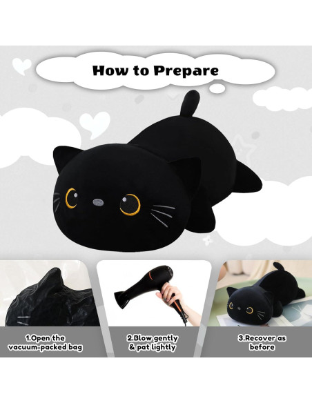 Gato de peluche negro con peso Finebee 25 cm 0.36 kg
