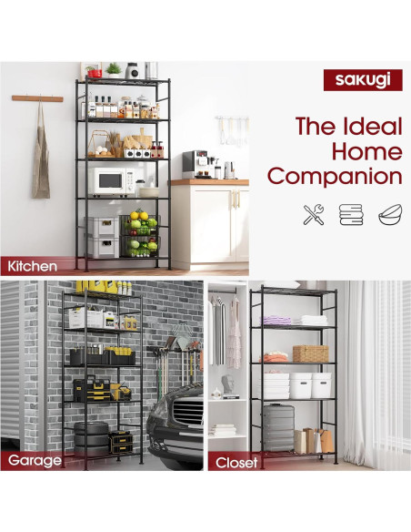 Estantes de Almacenamiento Sakugi 2 Piezas 5 Niveles 85.1x32cm