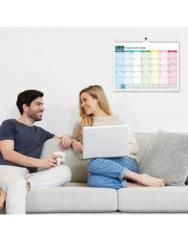 Calendario de Pared Povee 2025-2026 - 18 Meses 33x24.4 cm