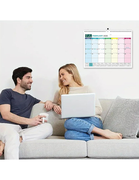 Calendario de Pared Povee 2025-2026 - 18 Meses 33x24.4 cm