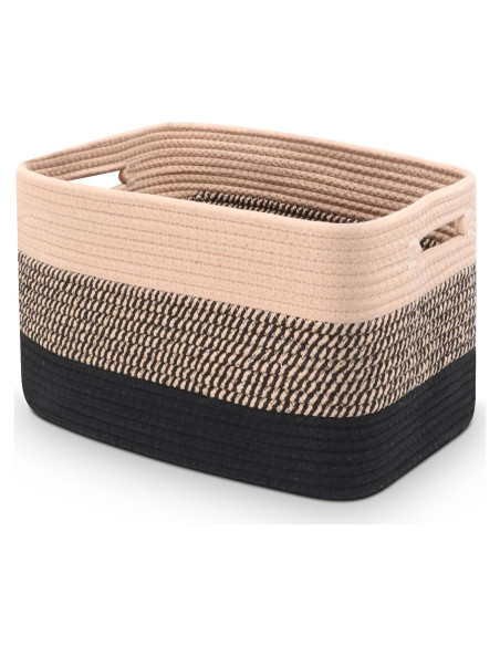 Cesta de Almacenamiento Tejida RTDEP 37.1x24.6x22.1 cm Algodón