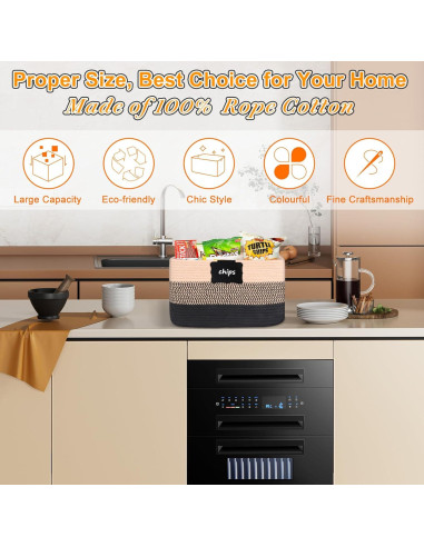 Cesta de Almacenamiento Tejida RTDEP 37.1x24.6x22.1 cm Algodón