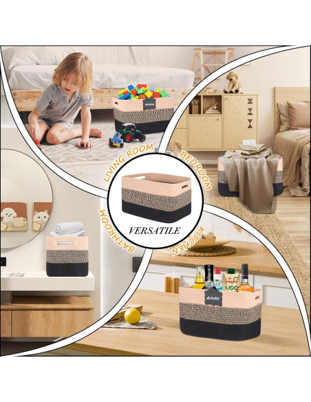 Cesta de Almacenamiento Tejida RTDEP 37.1x24.6x22.1 cm Algodón