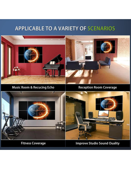 Paneles Acústicos Autoadhesivos DYMACHINE 8 Piezas 121.9x81.3cm