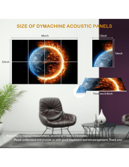 Paneles Acústicos Autoadhesivos DYMACHINE 8 Piezas 121.9x81.3cm