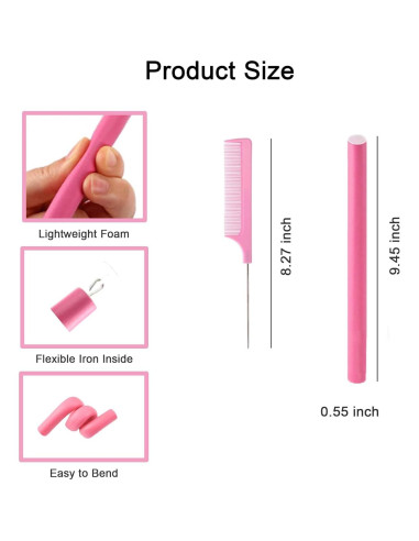 Varillas de Rizado Flexibles Beacharm 30 Piezas Rosa 24 cm