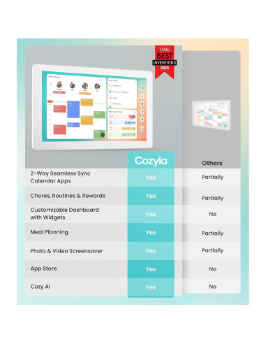 Calendario Digital Cozyla+ 15.6" Pantalla Táctil Blanco