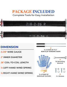 Resortes de Torsión para Puerta de Garaje POWLAB 26" (66 cm) Kit 2