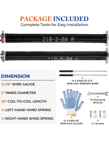 Resortes de Torsión para Puerta de Garaje POWLAB 26" (66 cm) Kit