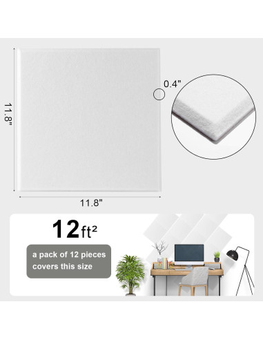 Paneles Acústicos Durbles - Aislamiento de Sonido 12 Piezas Blanco