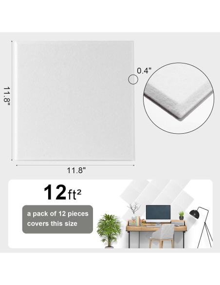 Paneles Acústicos Durbles - Aislamiento de Sonido 12 Piezas Blanco