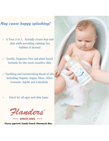 Flanders Champú y Lavado 3 en 1 a Base de Plantas 425g