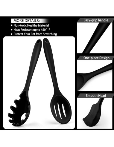 Juego de Utensilios de Cocina P&P CHEF 7 Piezas Silicona Negro