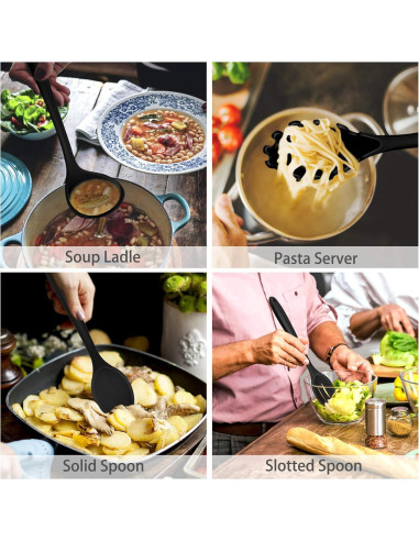 Juego de Utensilios de Cocina P&P CHEF 7 Piezas Silicona Negro