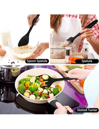 Juego de Utensilios de Cocina P&P CHEF 7 Piezas Silicona Negro