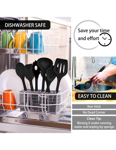 Juego de Utensilios de Cocina P&P CHEF 7 Piezas Silicona Negro