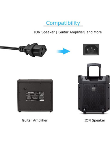 Cable de Poder 3 Clavijas 18 AWG 0.91m TONIWA Compatible ION