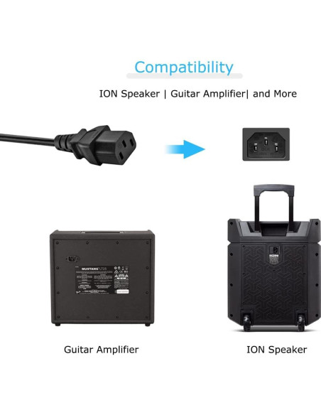 Cable de Poder 3 Clavijas 18 AWG 0.91m TONIWA Compatible ION