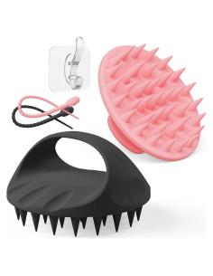 Masajeador de Cuero Cabelludo Manmihealth Silicona Rosa y Negro