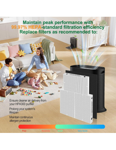 Juego de Filtros HEPA y Carbón GRN FIL HPA300 - 3+4 Piezas