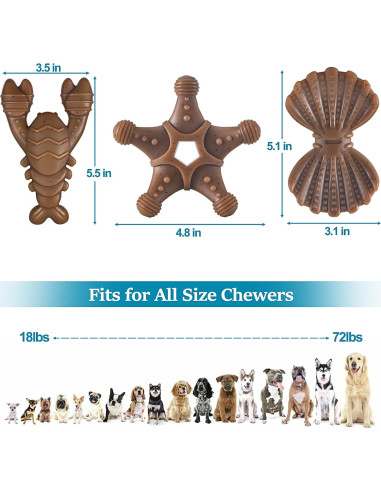 Juguetes para Perros NEZIN Indestructibles 3 Piezas Masticables