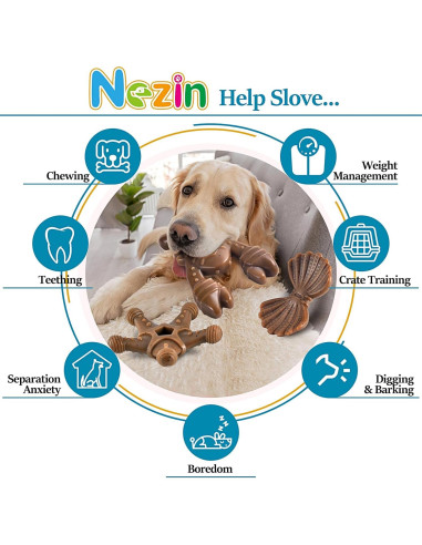 Juguetes para Perros NEZIN Indestructibles 3 Piezas Masticables