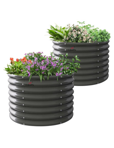 Cama Elevada de Jardín A ANLEOLIFE 61 cm Galvanizada Redonda