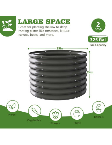 Cama Elevada de Jardín A ANLEOLIFE 61 cm Galvanizada Redonda