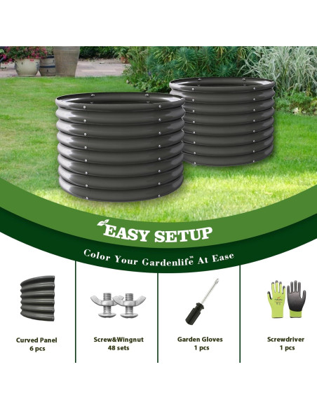 Cama Elevada de Jardín A ANLEOLIFE 61 cm Galvanizada Redonda