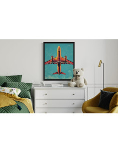 Póster de Arte Pop Vintage Retro Aviación 20x25 cm Marco Negro 2