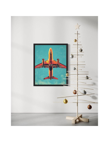 Póster de Arte Pop Vintage Retro Aviación 20x25 cm Marco Negro