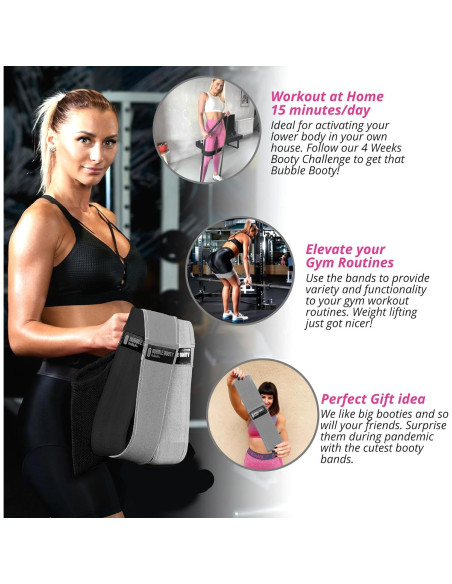 Bandas de Resistencia PeoBeo 3 Pack Antideslizantes para Glúteos