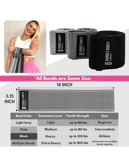 Bandas de Resistencia PeoBeo 3 Pack Antideslizantes para Glúteos