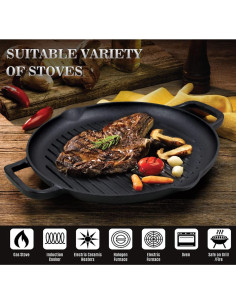 Sartén de Hierro Fundido Pre-Sazonada COOKWIN 32 cm Redonda 2