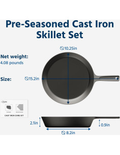 Sartén de Hierro Fundido COOKLIFE 10 Pulgadas Pre-Sazonada 2
